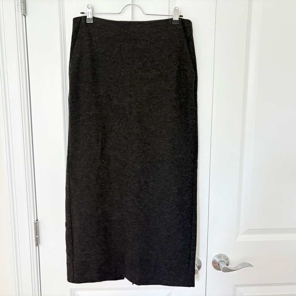 Theory Wool-Blend Black Midi Skirt
